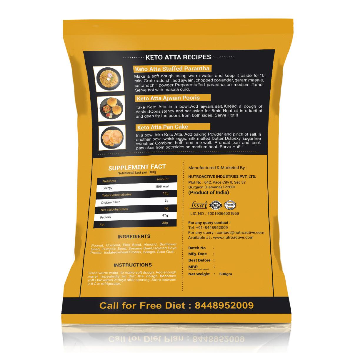 Diabexy NutroActive Keto Atta (1g Net Carb Per Roti ) Extremely Low Carb Flour - 500 gms